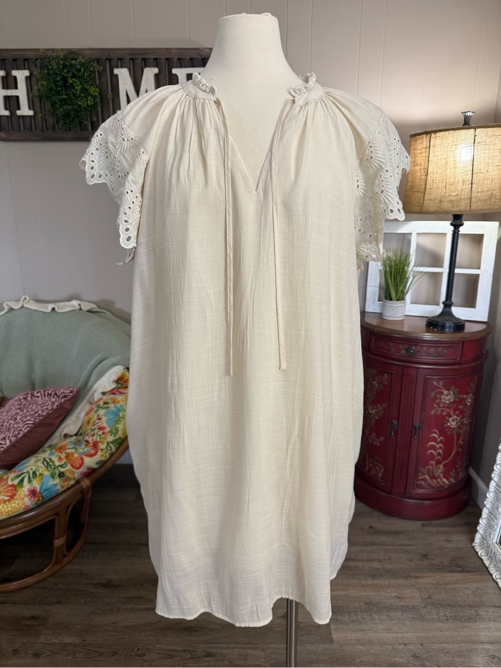 Who What Wear • Eyelet Lace Flutter Sleeve Dress